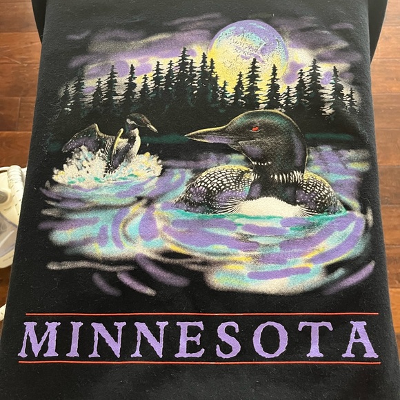 Black Minnesota sweater. Large. Duck print. Vintage. - Picture 2 of 3